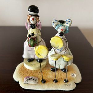 Lino Zampiva Multicolored Ceramic Clown Band  Drums(Boy and Girl)